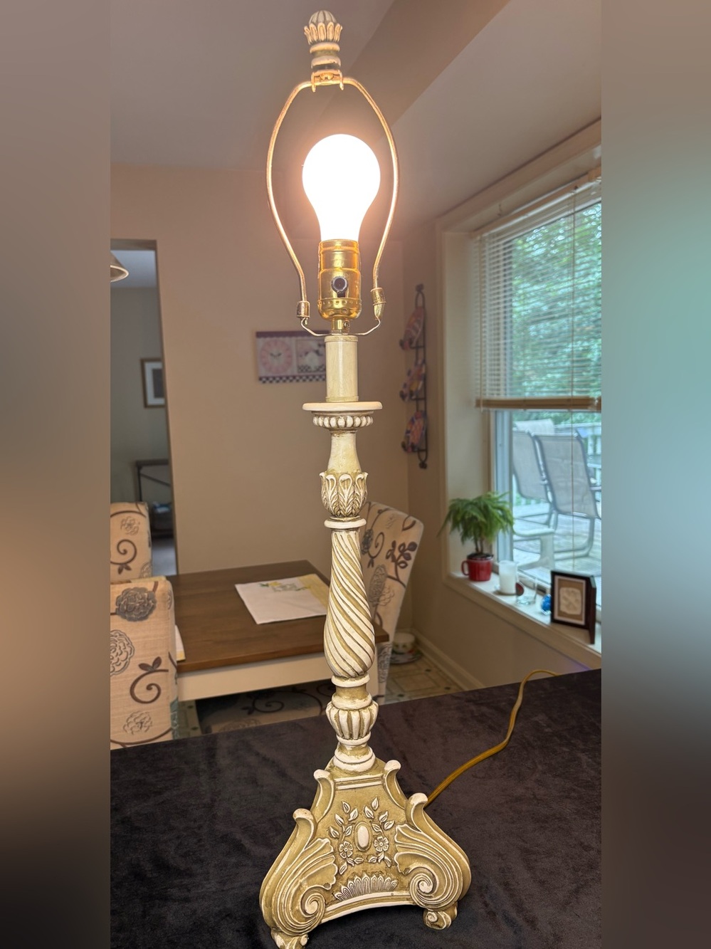 Cream Decorative Twisted Column Table Lamp - Home Accents
